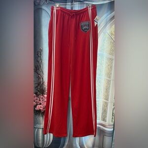 Love Tribe Size:XL Women Sweatpants 60% Cotton Pockets Red/White